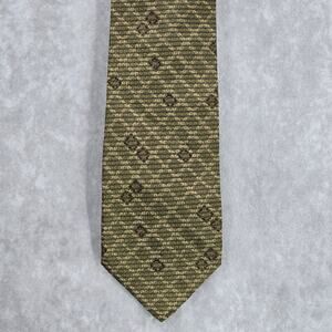 Joseph Abboud Brown Gold Plaid Geometric Executive Stripe Italy Men's Neck Tie‎